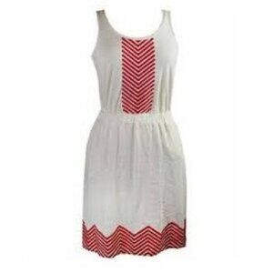 Tommy Hilfiger Sedona Sunset Coral Embroidered Casual Cream Sleeveless Dress